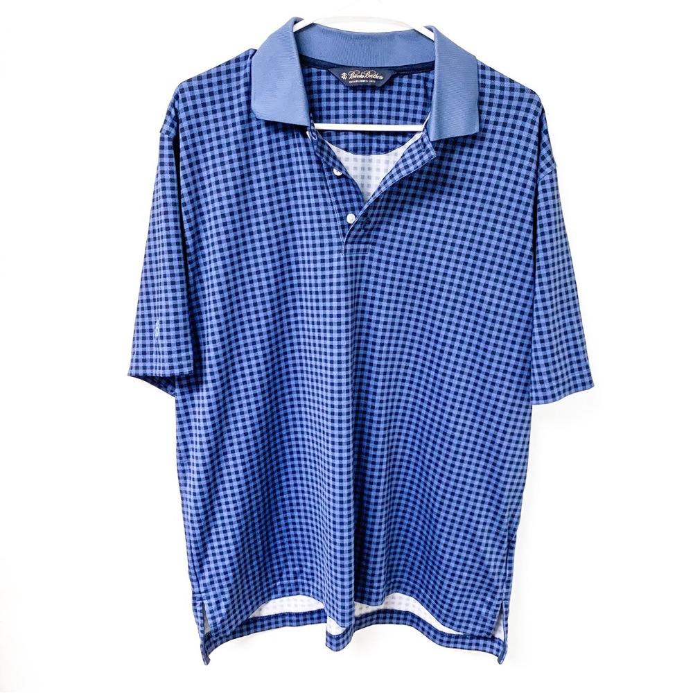 Brooks Brothers Buffalo Plaid Checked Blue Black Polo‎ Size Large